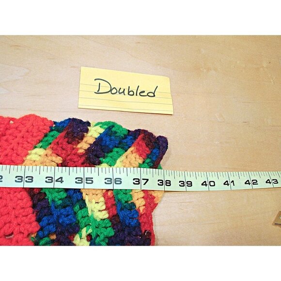 Vintage Handmade Rainbow Stripe Zig Zag Crochet Afghan Blanket Throw 76x46" - Picture 5 of 7